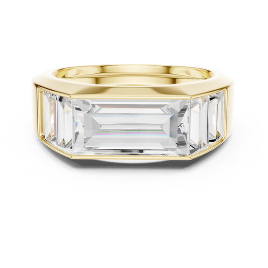 3.42ct Men's Baguette-Cut Diamond 3-Stone Band in Yellow Gold