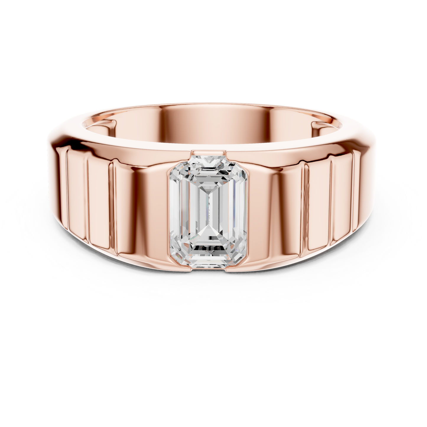 0.95ct Men's Emerald Cut Diamond Solitaire Ring in Yellow Gold