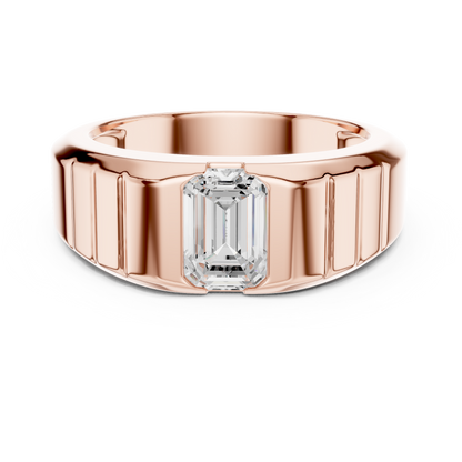 0.95ct Men's Emerald Cut Diamond Solitaire Ring in Yellow Gold