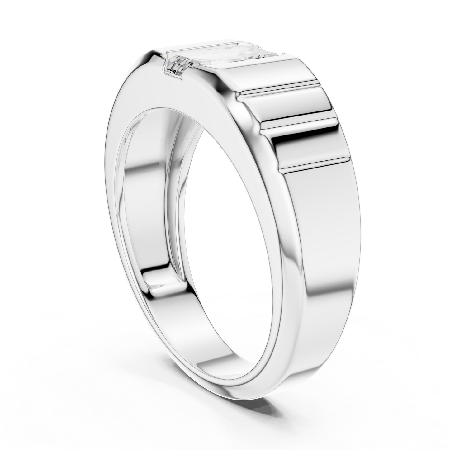 0.95ct Men's Emerald Cut Diamond Solitaire Ring in Yellow Gold