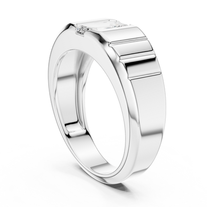 0.95ct Men's Emerald Cut Diamond Solitaire Ring in Yellow Gold