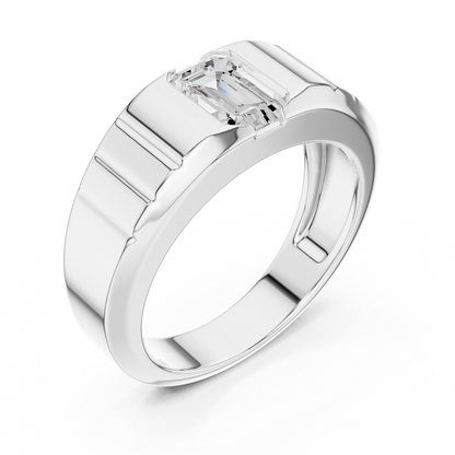 0.95ct Men's Emerald Cut Diamond Solitaire Ring in Yellow Gold