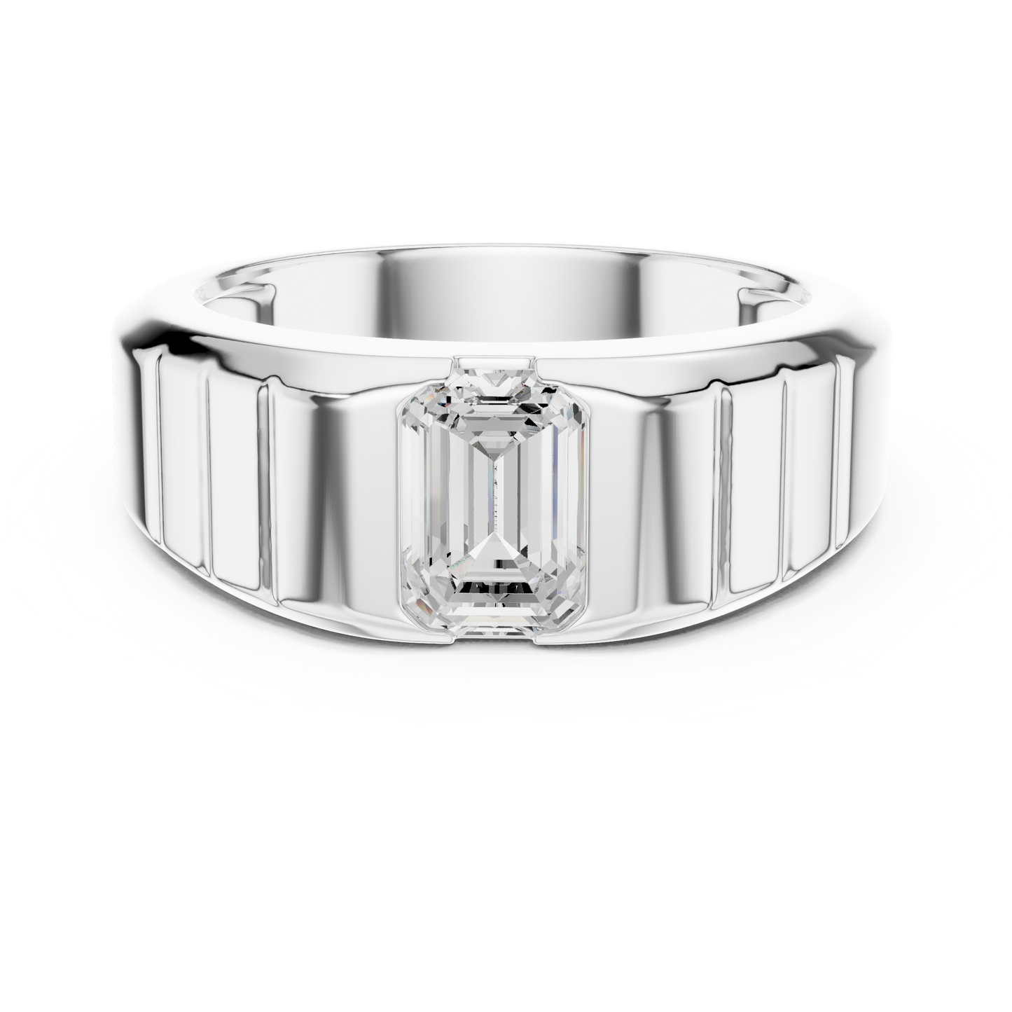 0.95ct Men's Emerald Cut Diamond Solitaire Ring in Yellow Gold