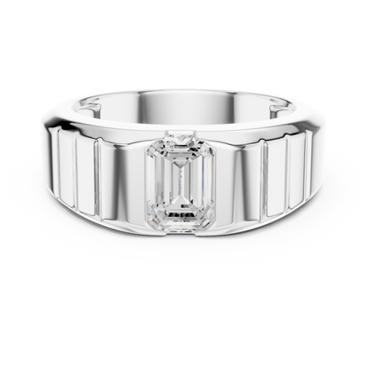 0.95ct Men's Emerald Cut Diamond Solitaire Ring in Yellow Gold