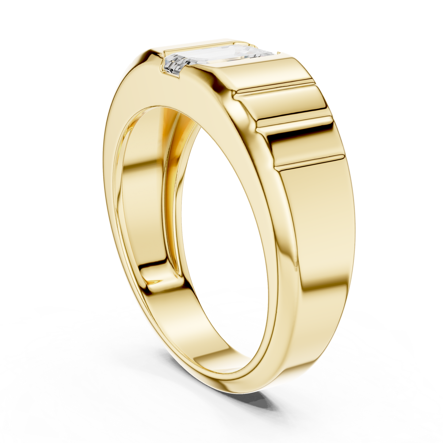 0.95ct Men's Emerald Cut Diamond Solitaire Ring in Yellow Gold
