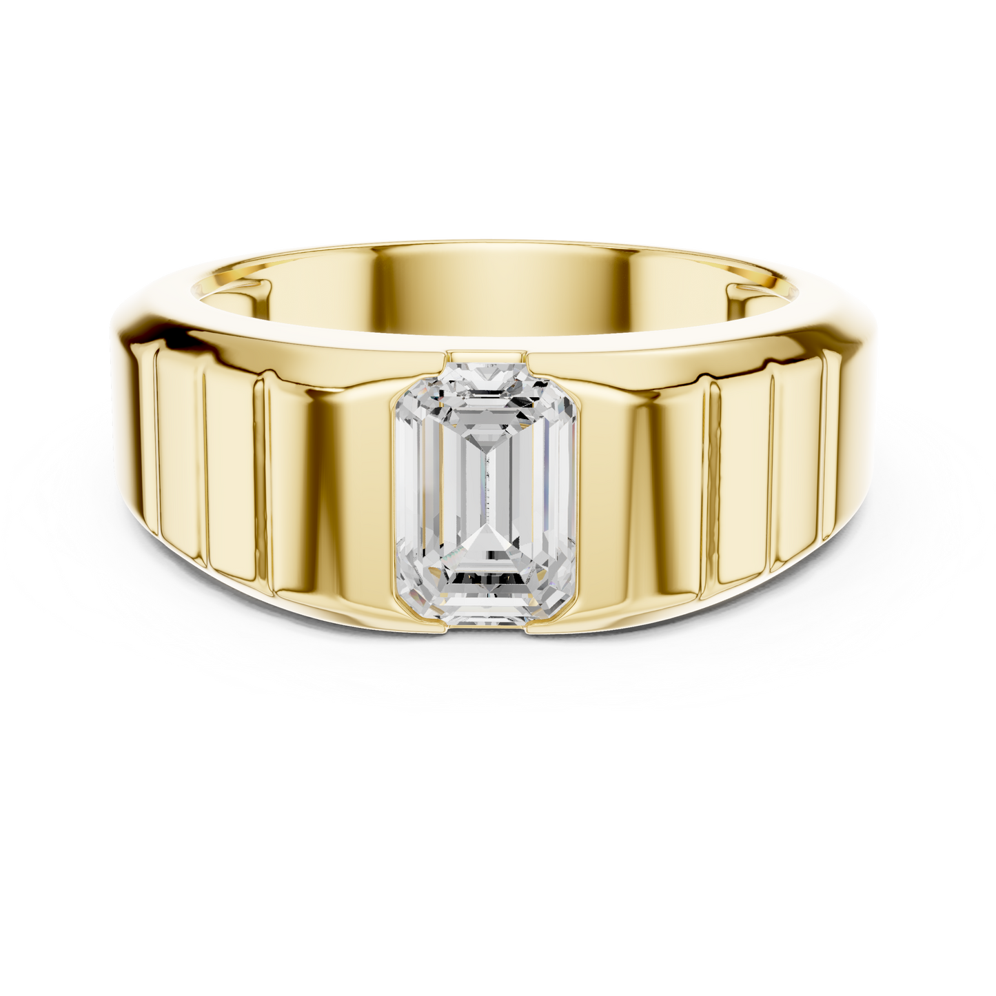 0.95ct Men's Emerald Cut Diamond Solitaire Ring in Yellow Gold