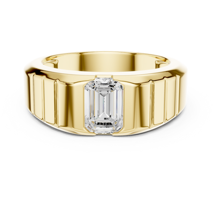 0.95ct Men's Emerald Cut Diamond Solitaire Ring in Yellow Gold