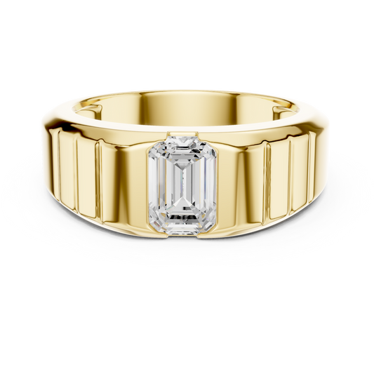 0.95ct Men's Emerald Cut Diamond Solitaire Ring in Yellow Gold