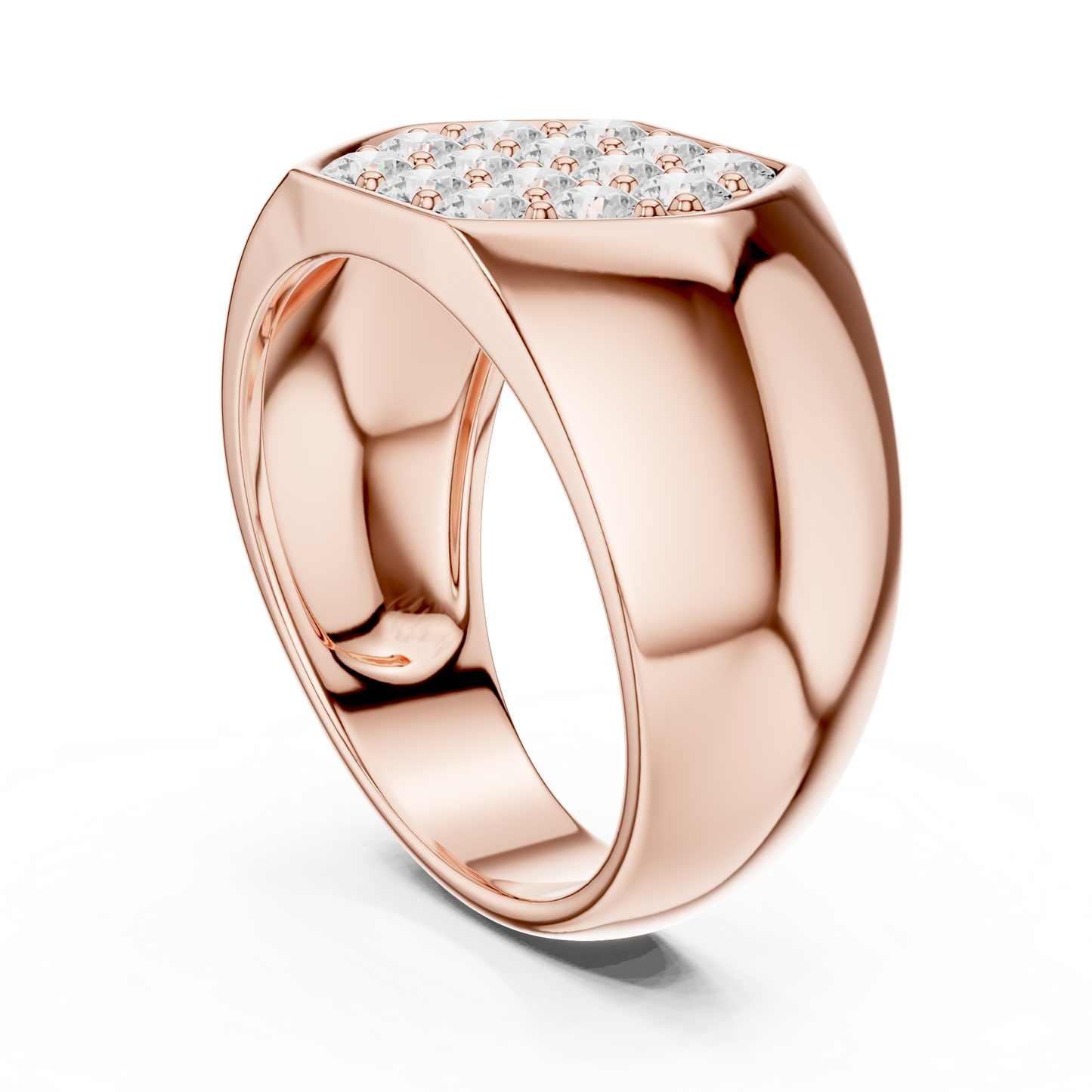 0.91ct Men's Hexagonal Diamond Cluster Signet Ring in Yellow Gold