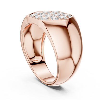 0.91ct Men's Hexagonal Diamond Cluster Signet Ring in Yellow Gold