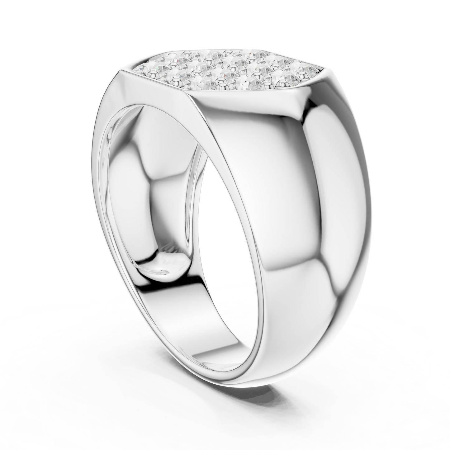 0.91ct Men's Hexagonal Diamond Cluster Signet Ring in Yellow Gold