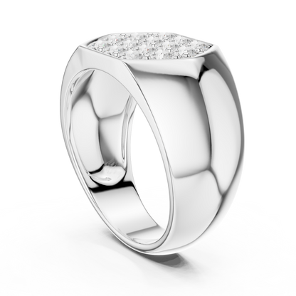 0.91ct Men's Hexagonal Diamond Cluster Signet Ring in Yellow Gold