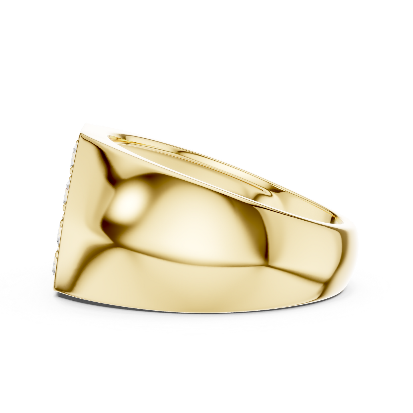 0.91ct Men's Hexagonal Diamond Cluster Signet Ring in Yellow Gold