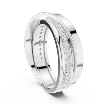 Modern Multi-Row Interlocking Crossover Diamond Band in Yellow Gold