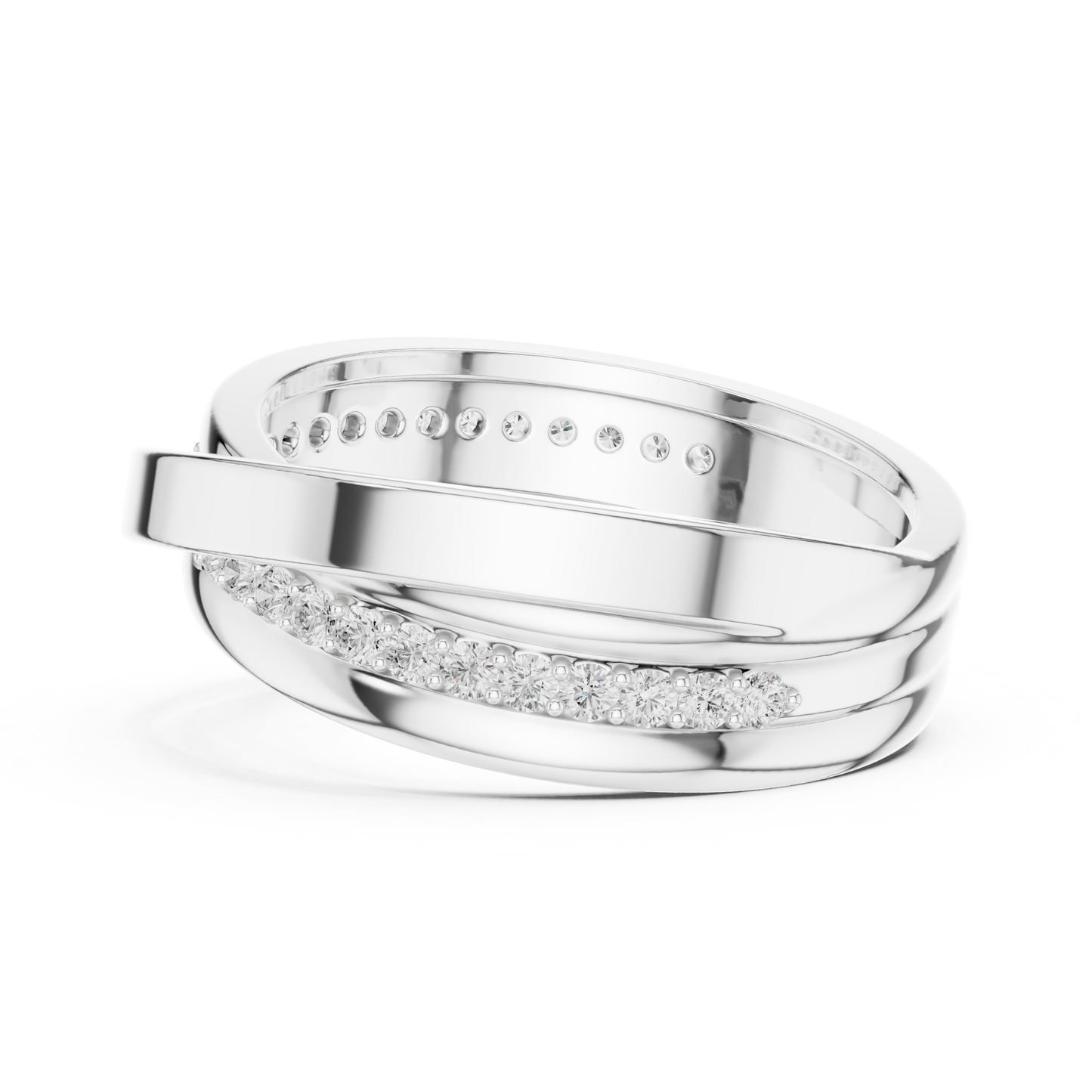 Modern Multi-Row Interlocking Crossover Diamond Band in Yellow Gold