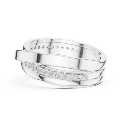Modern Multi-Row Interlocking Crossover Diamond Band in Yellow Gold