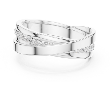 Modern Multi-Row Interlocking Crossover Diamond Band in Yellow Gold