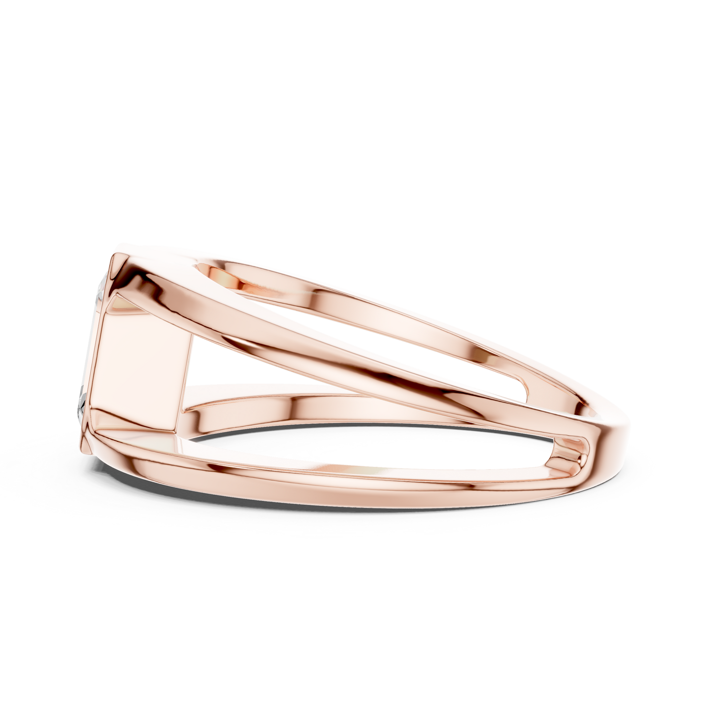 1ct Modern Emerald-Cut Diamond Split-Shank Bezel Ring in Yellow Gold