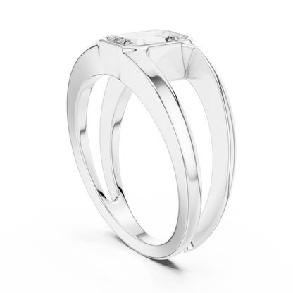 1ct Modern Emerald-Cut Diamond Split-Shank Bezel Ring in Yellow Gold