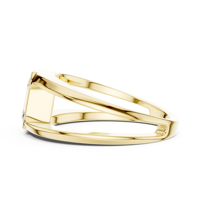 1ct Modern Emerald-Cut Diamond Split-Shank Bezel Ring in Yellow Gold