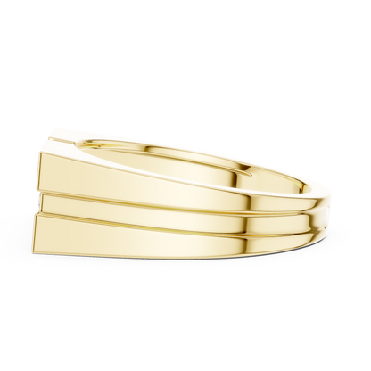 0.22ct Men's Modern Geometric Princess-Cut and Round Diamond Signet Ring in Yellow Gold