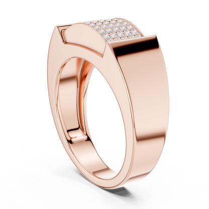 0.25ct Men's Multi-Row Diamond Pavé Signet Ring in Yellow Gold