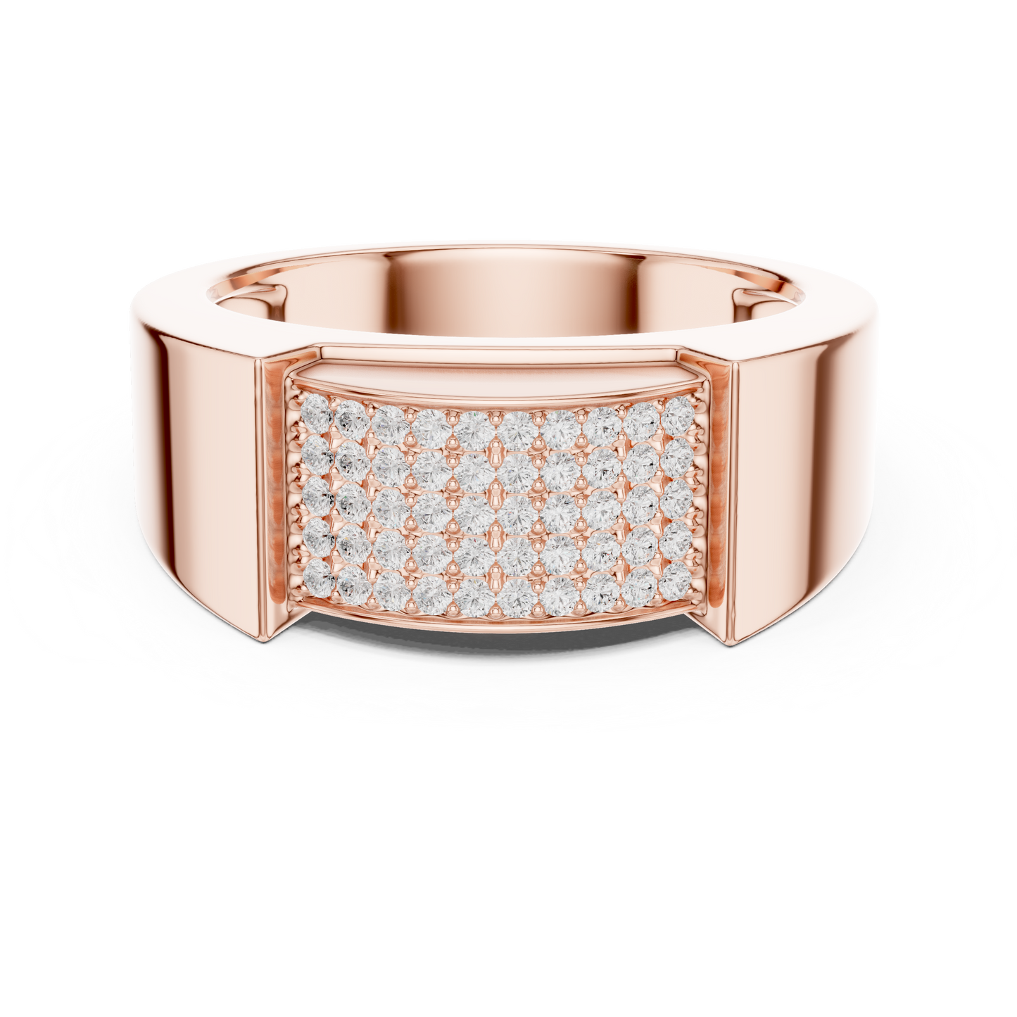 0.25ct Men's Multi-Row Diamond Pavé Signet Ring in Yellow Gold
