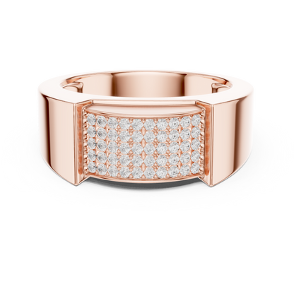 0.25ct Men's Multi-Row Diamond Pavé Signet Ring in Yellow Gold