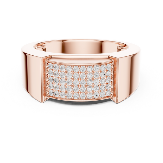 0.25ct Men's Multi-Row Diamond Pavé Signet Ring in Yellow Gold
