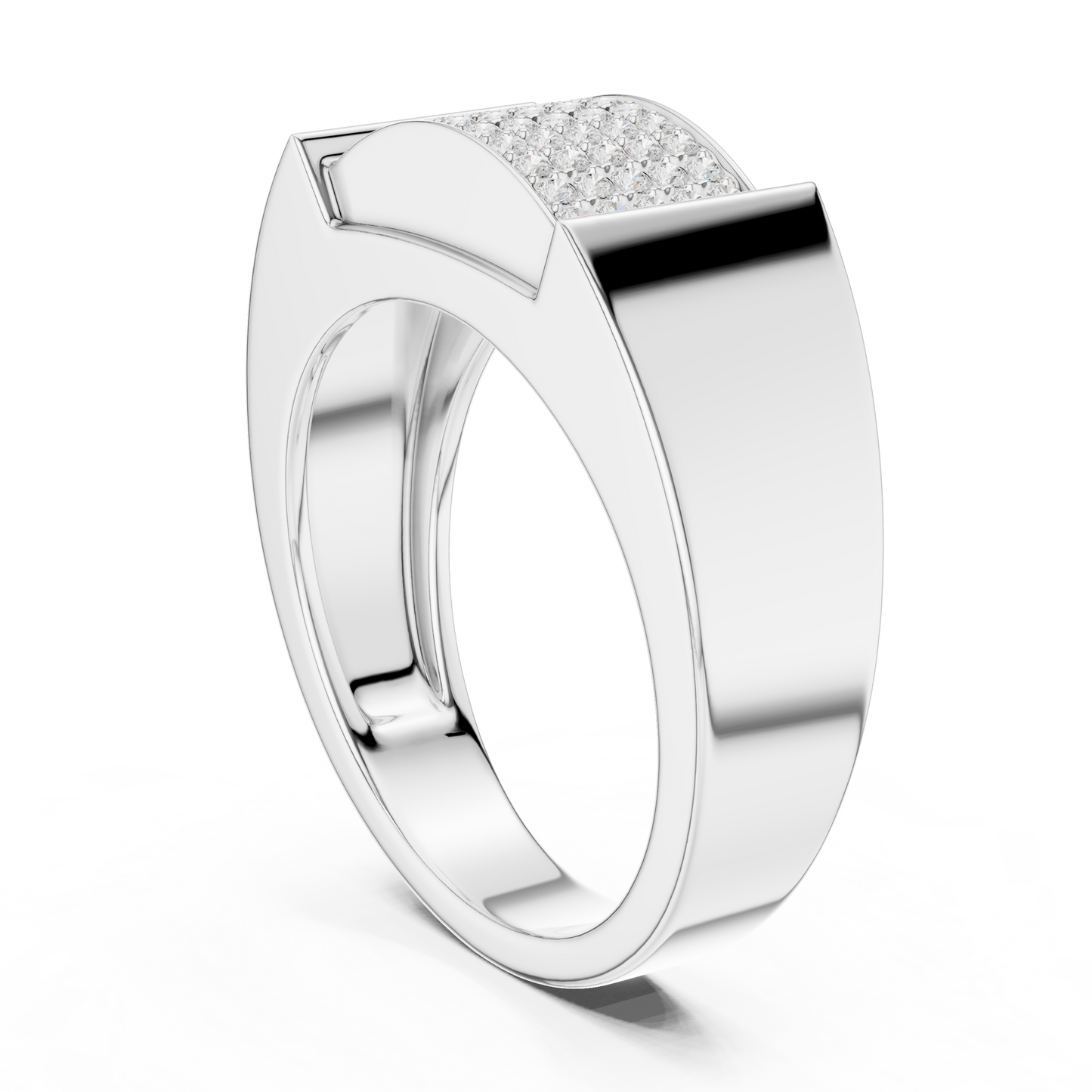 0.25ct Men's Multi-Row Diamond Pavé Signet Ring in Yellow Gold