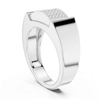 0.25ct Men's Multi-Row Diamond Pavé Signet Ring in Yellow Gold