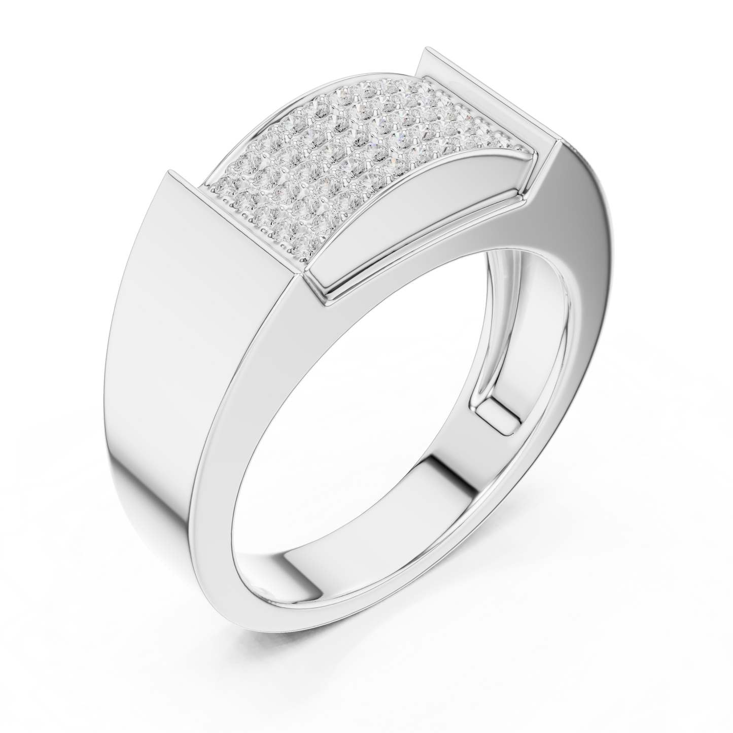 0.25ct Men's Multi-Row Diamond Pavé Signet Ring in Yellow Gold