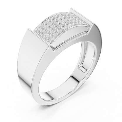 0.25ct Men's Multi-Row Diamond Pavé Signet Ring in Yellow Gold