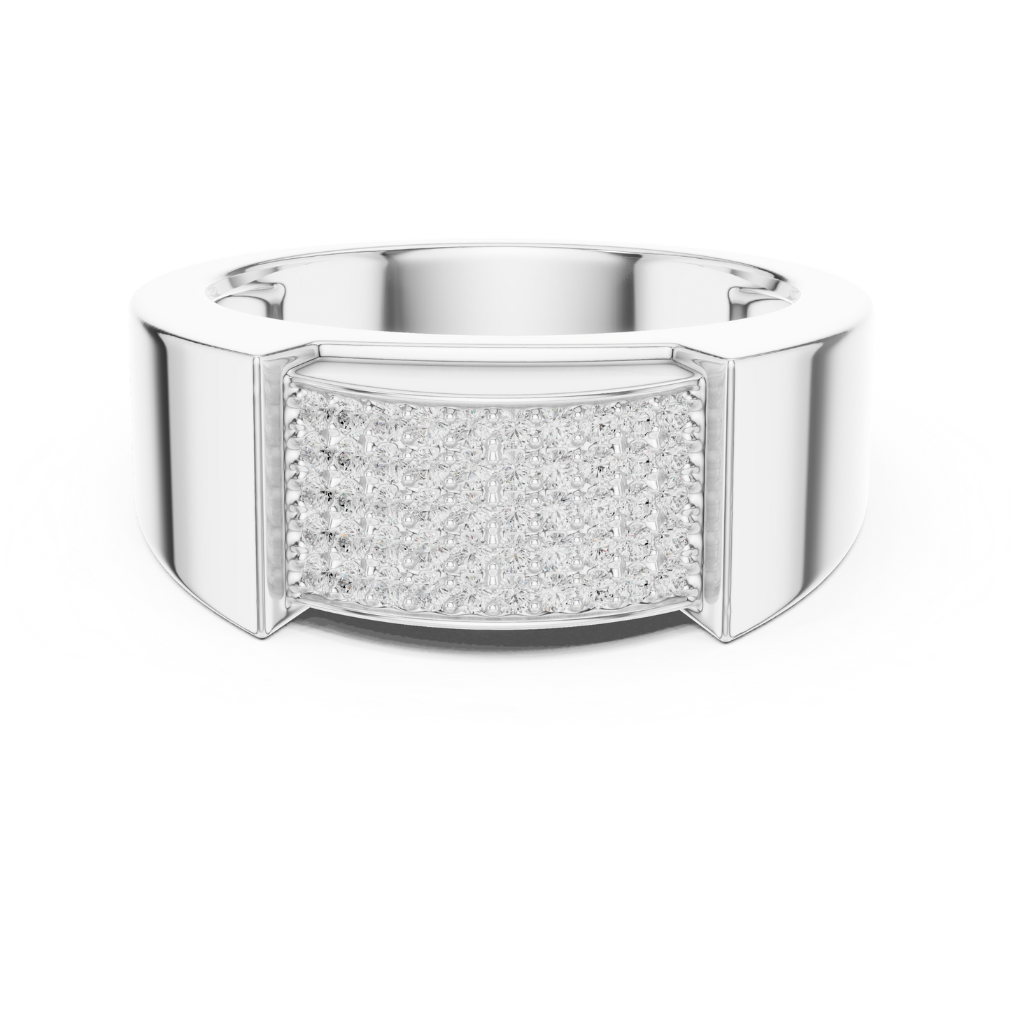 0.25ct Men's Multi-Row Diamond Pavé Signet Ring in Yellow Gold