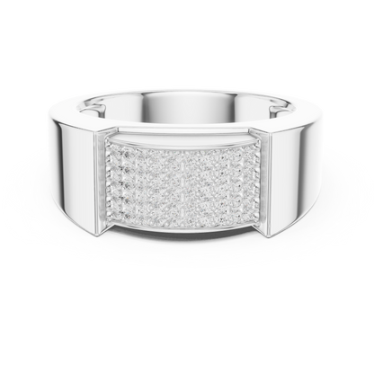 0.25ct Men's Multi-Row Diamond Pavé Signet Ring in Yellow Gold