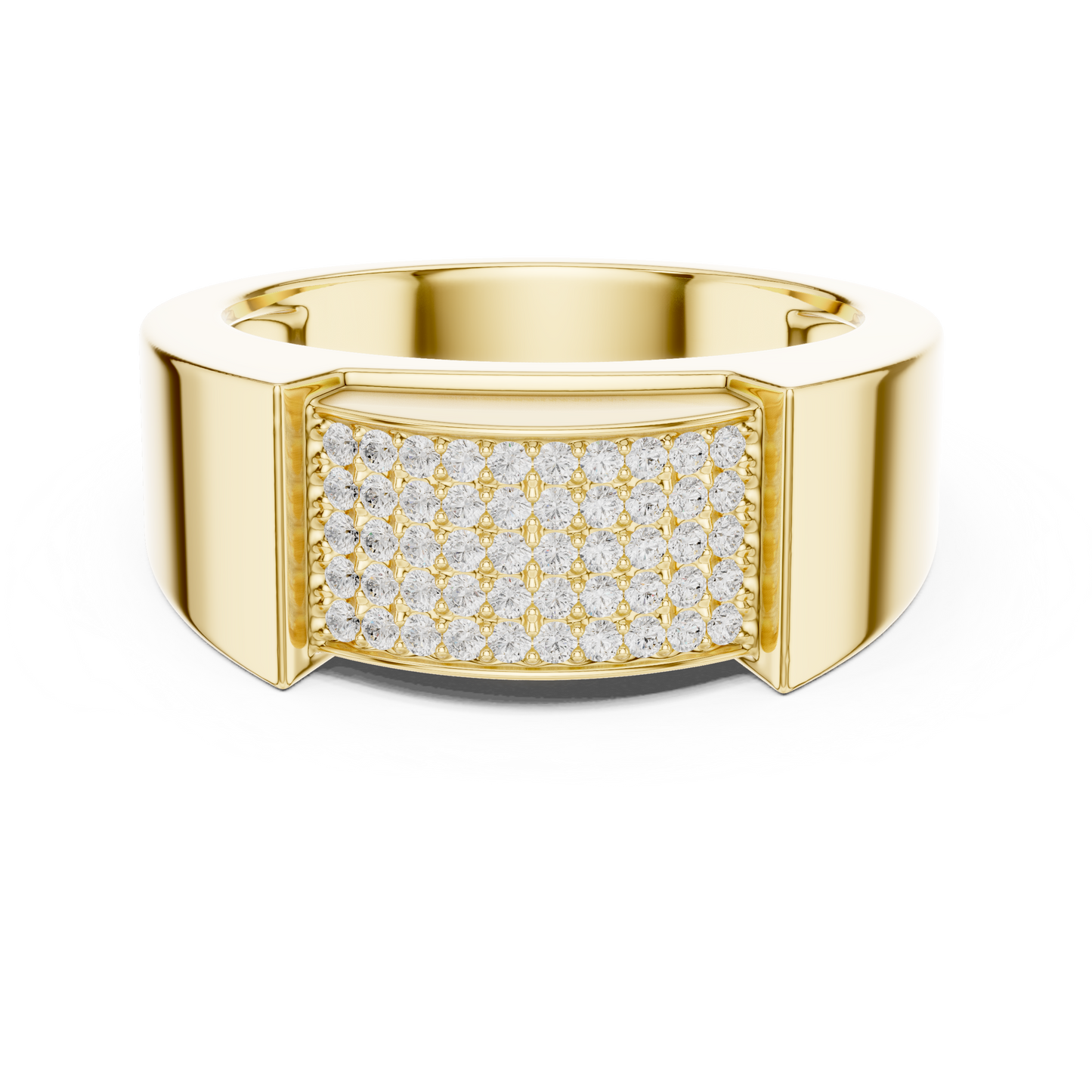 0.25ct Men's Multi-Row Diamond Pavé Signet Ring in Yellow Gold