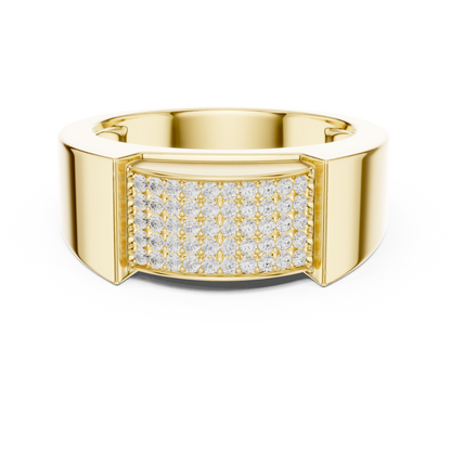 0.25ct Men's Multi-Row Diamond Pavé Signet Ring in Yellow Gold