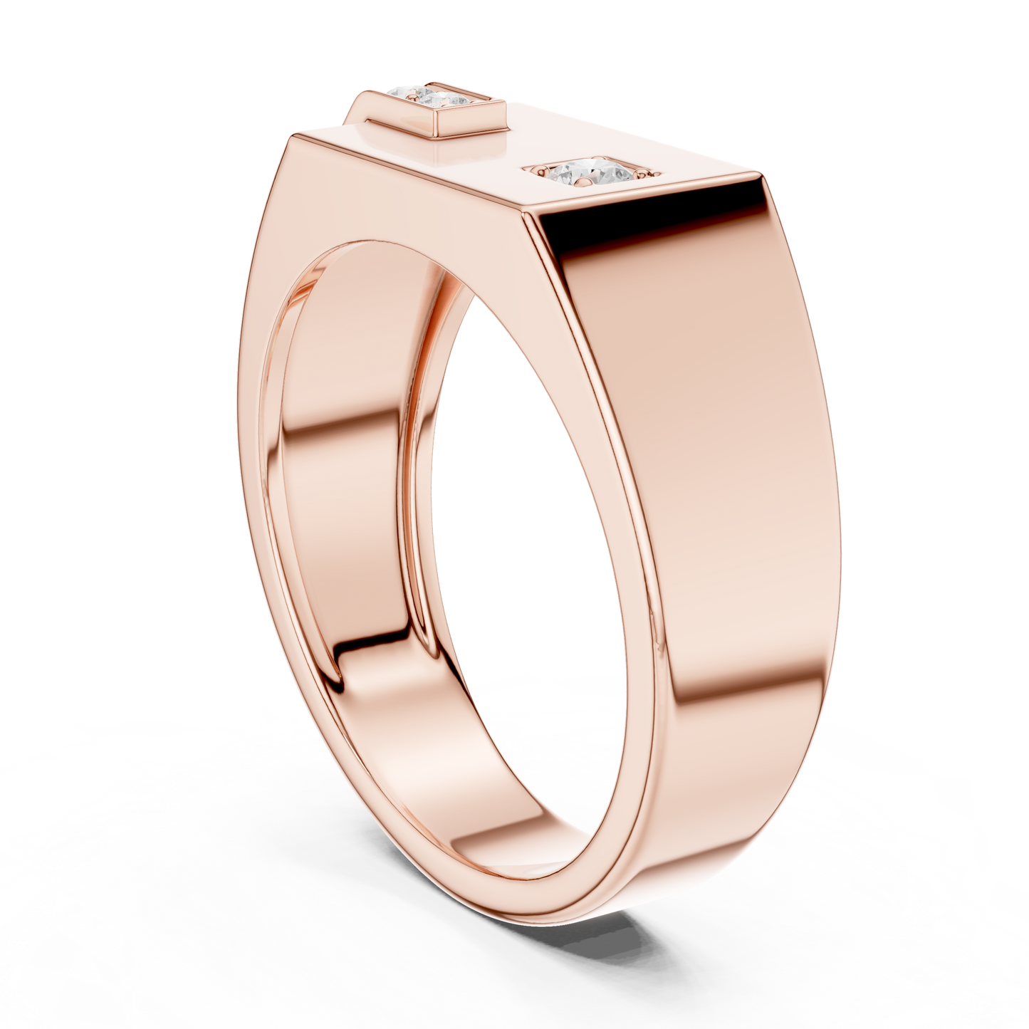 Yellow Gold Flat Top Asymmetric Diamond Ring 0.19CTW