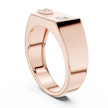 Yellow Gold Flat Top Asymmetric Diamond Ring 0.19CTW