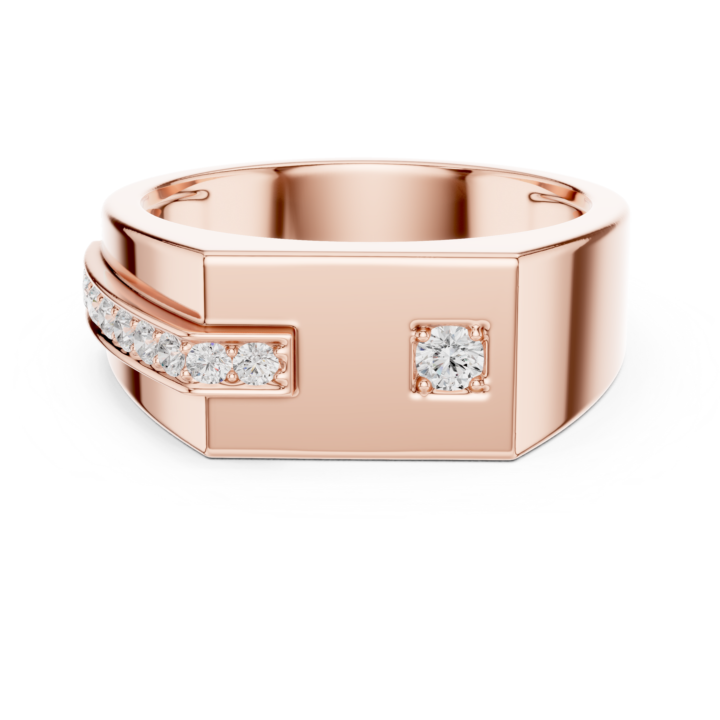 Yellow Gold Flat Top Asymmetric Diamond Ring 0.19CTW