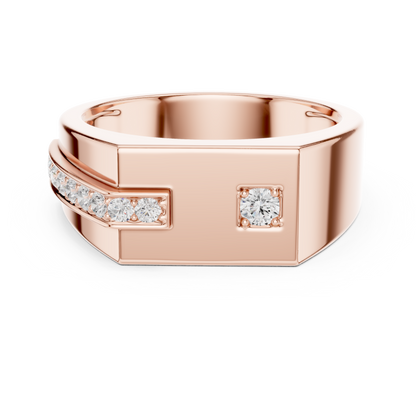 Yellow Gold Flat Top Asymmetric Diamond Ring 0.19CTW
