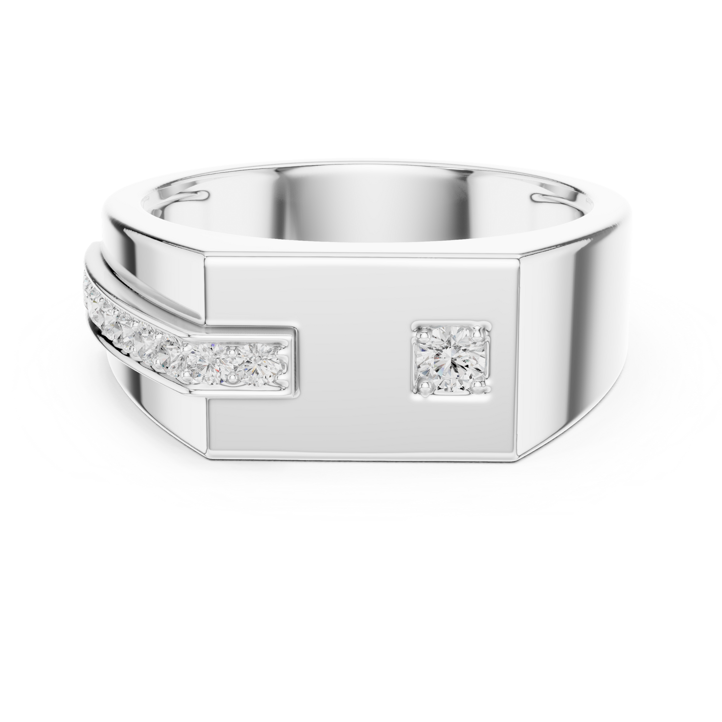Yellow Gold Flat Top Asymmetric Diamond Ring 0.19CTW