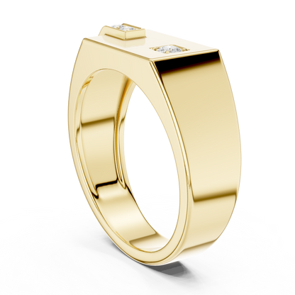 Yellow Gold Flat Top Asymmetric Diamond Ring 0.19CTW