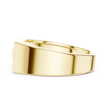Yellow Gold Flat Top Asymmetric Diamond Ring 0.19CTW