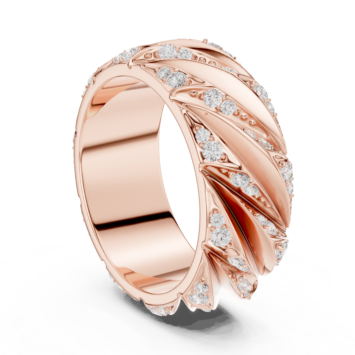 Yellow Gold Twisted Cable Diamond Band | 0.63CTW Fluted Statement Ring