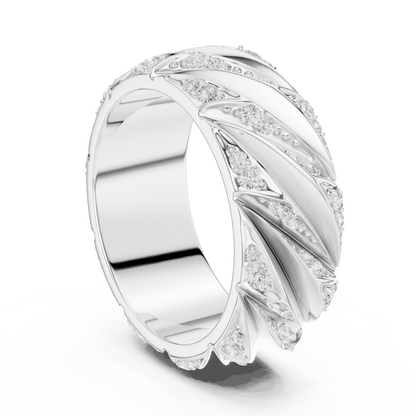 Yellow Gold Twisted Cable Diamond Band | 0.63CTW Fluted Statement Ring