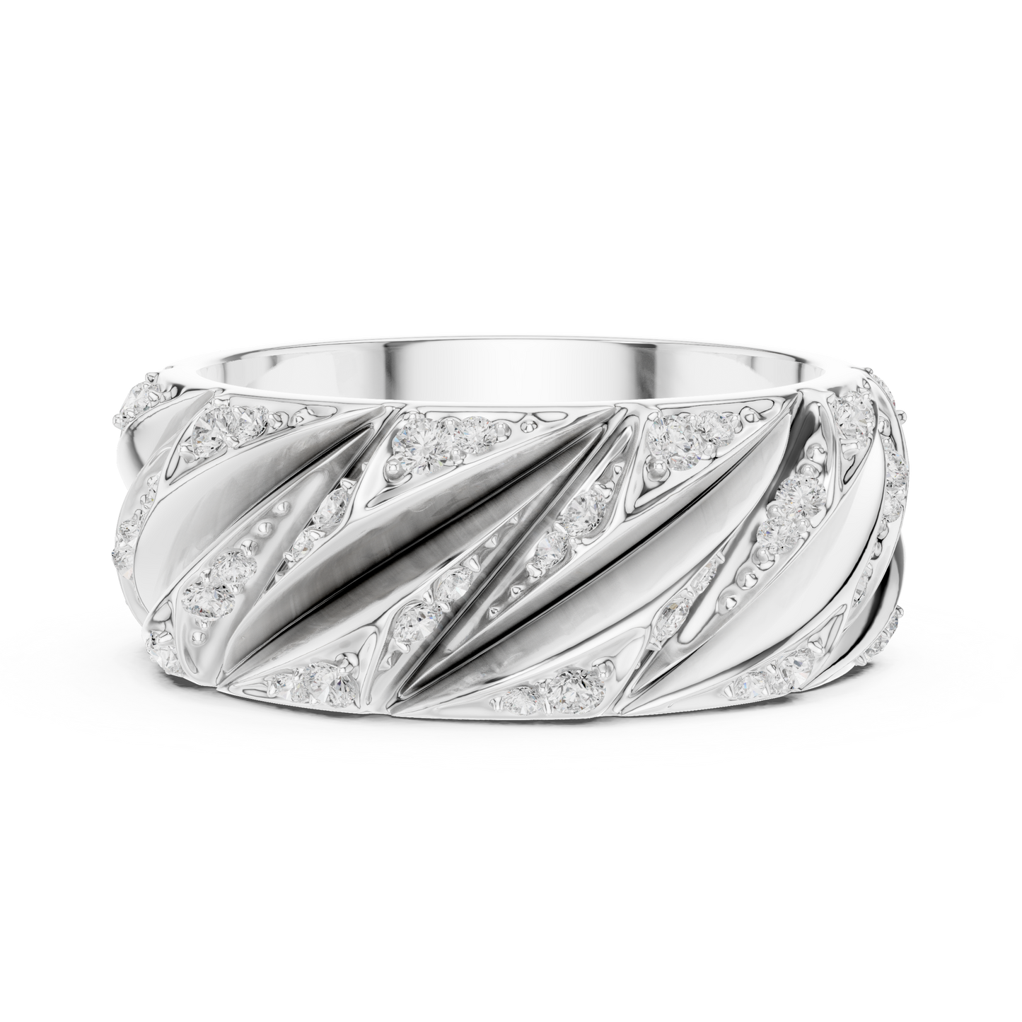 Yellow Gold Twisted Cable Diamond Band | 0.63CTW Fluted Statement Ring