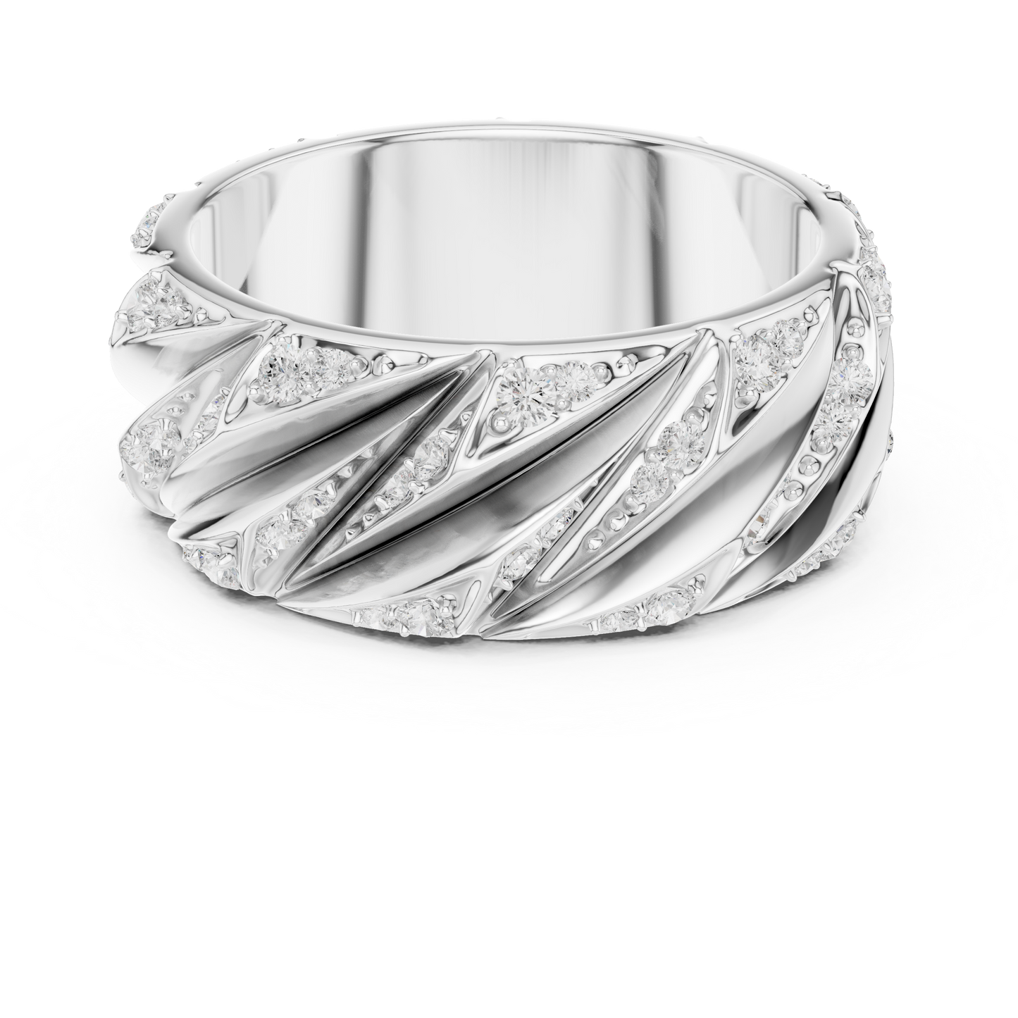 Yellow Gold Twisted Cable Diamond Band | 0.63CTW Fluted Statement Ring