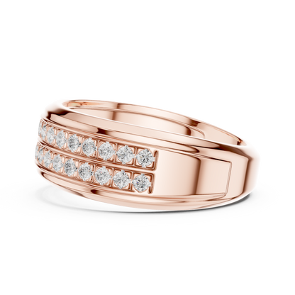 0.57ct Men's Double Row Diamond Wedding Band in Yellow Gold