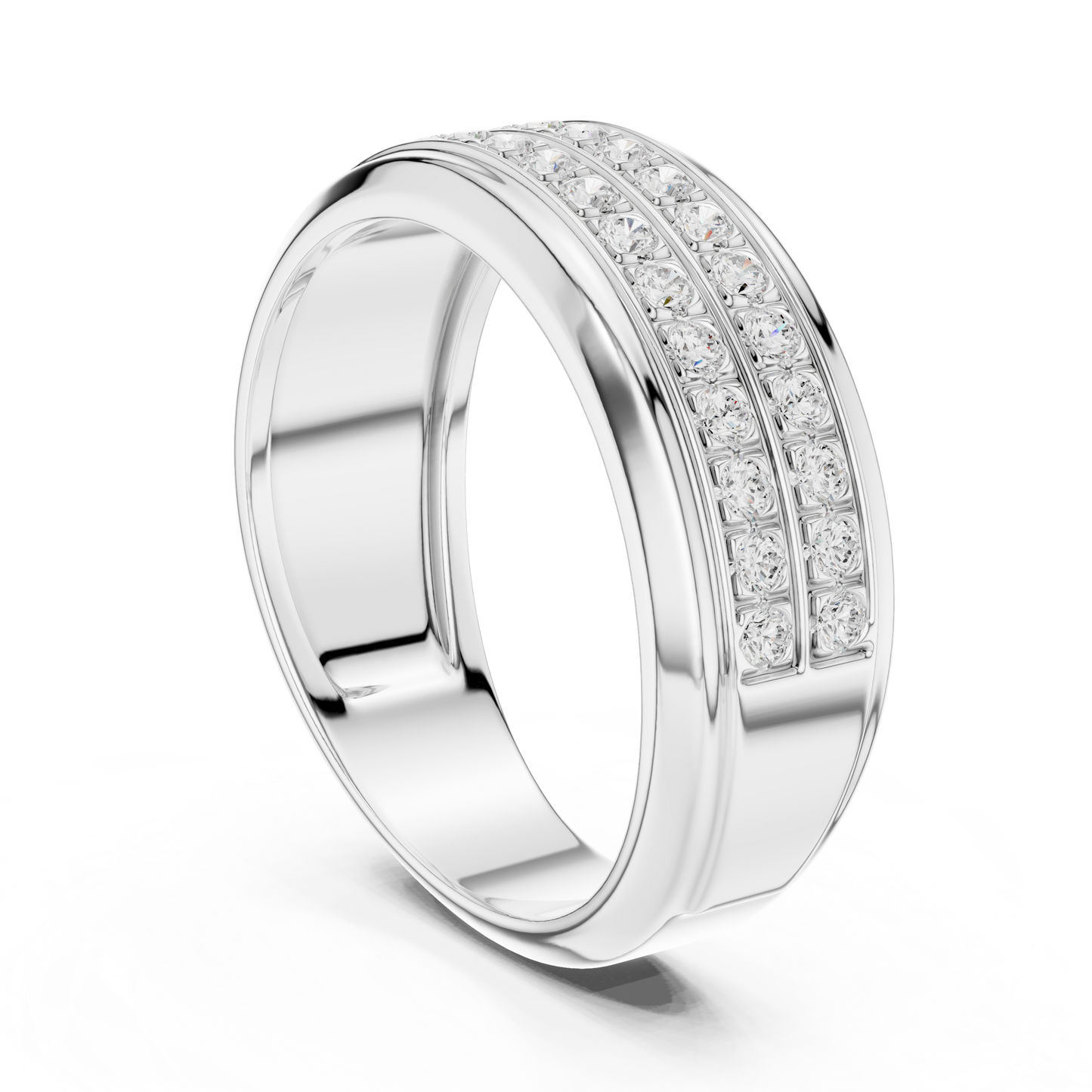 0.57ct Men's Double Row Diamond Wedding Band in Yellow Gold
